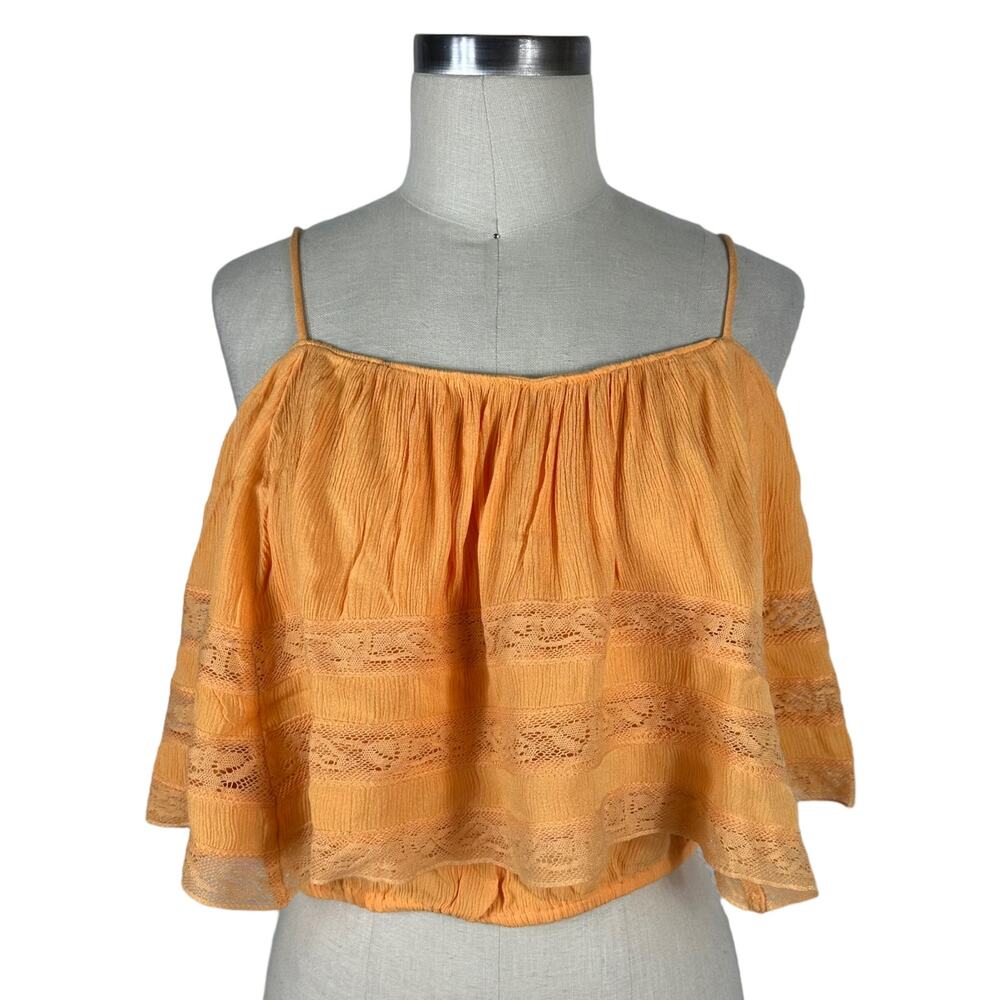 FREE PEOPLE Home Again Crop Camisole‎ Orange Small NWT Boho Summer Festival